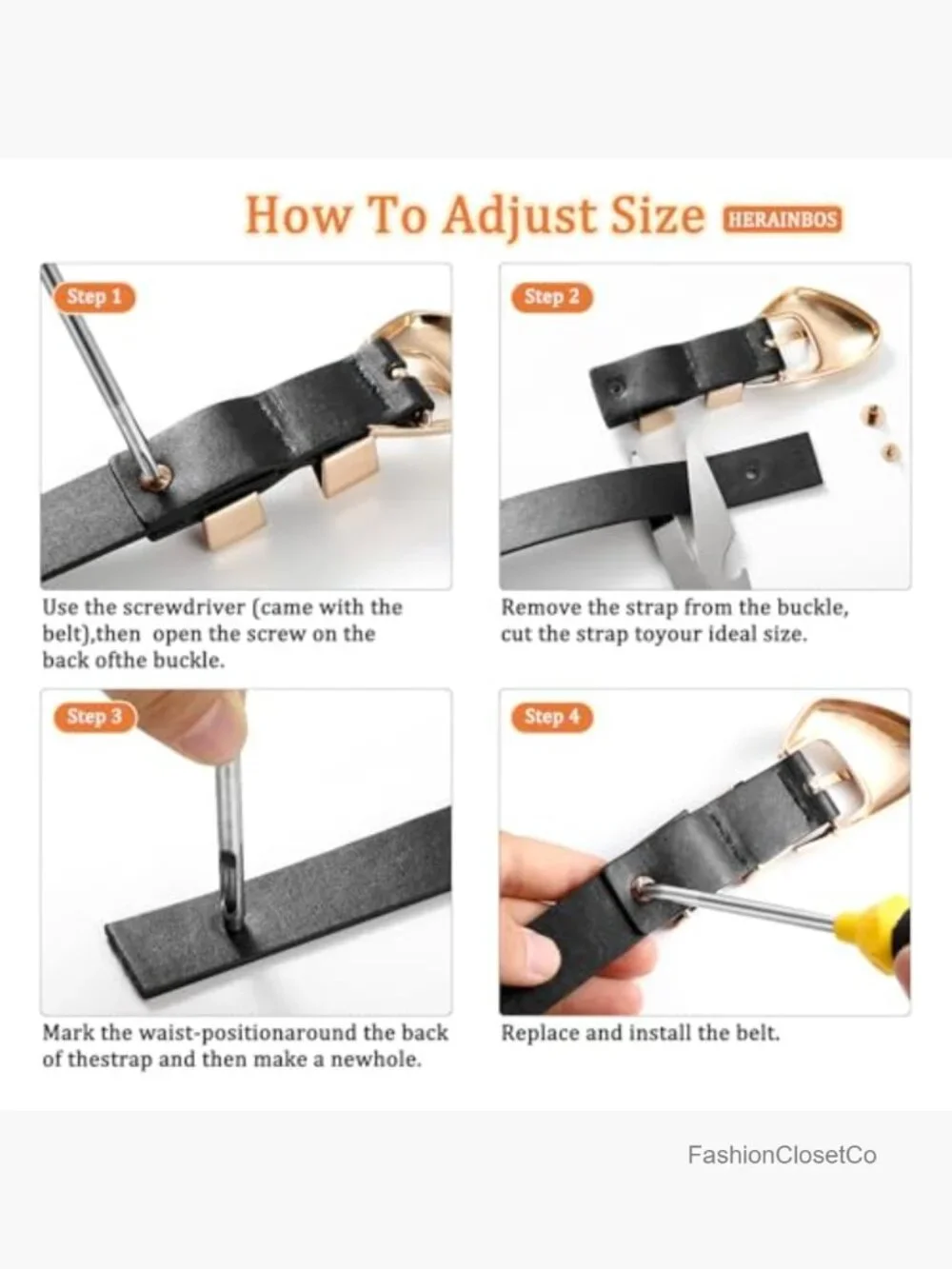 Skinny PU Leather Belt with Gold Buckle, Adjustable 1